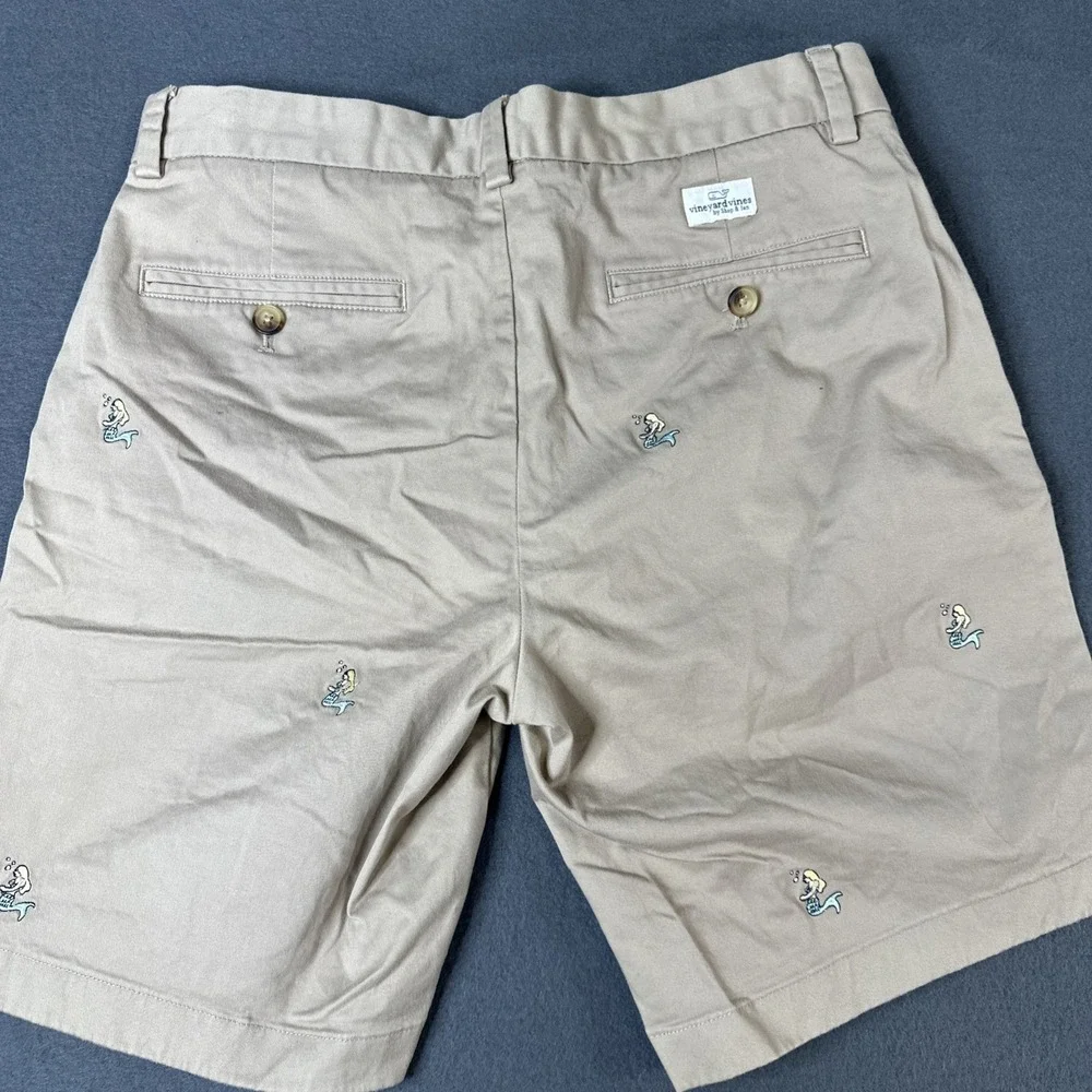 Vineyard Vines Shorts Mens Size 30 Khaki Tan Embroidered Mermaid Chinos
